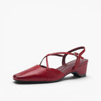 Rianne Cross-Strap Leather Slingback Heels