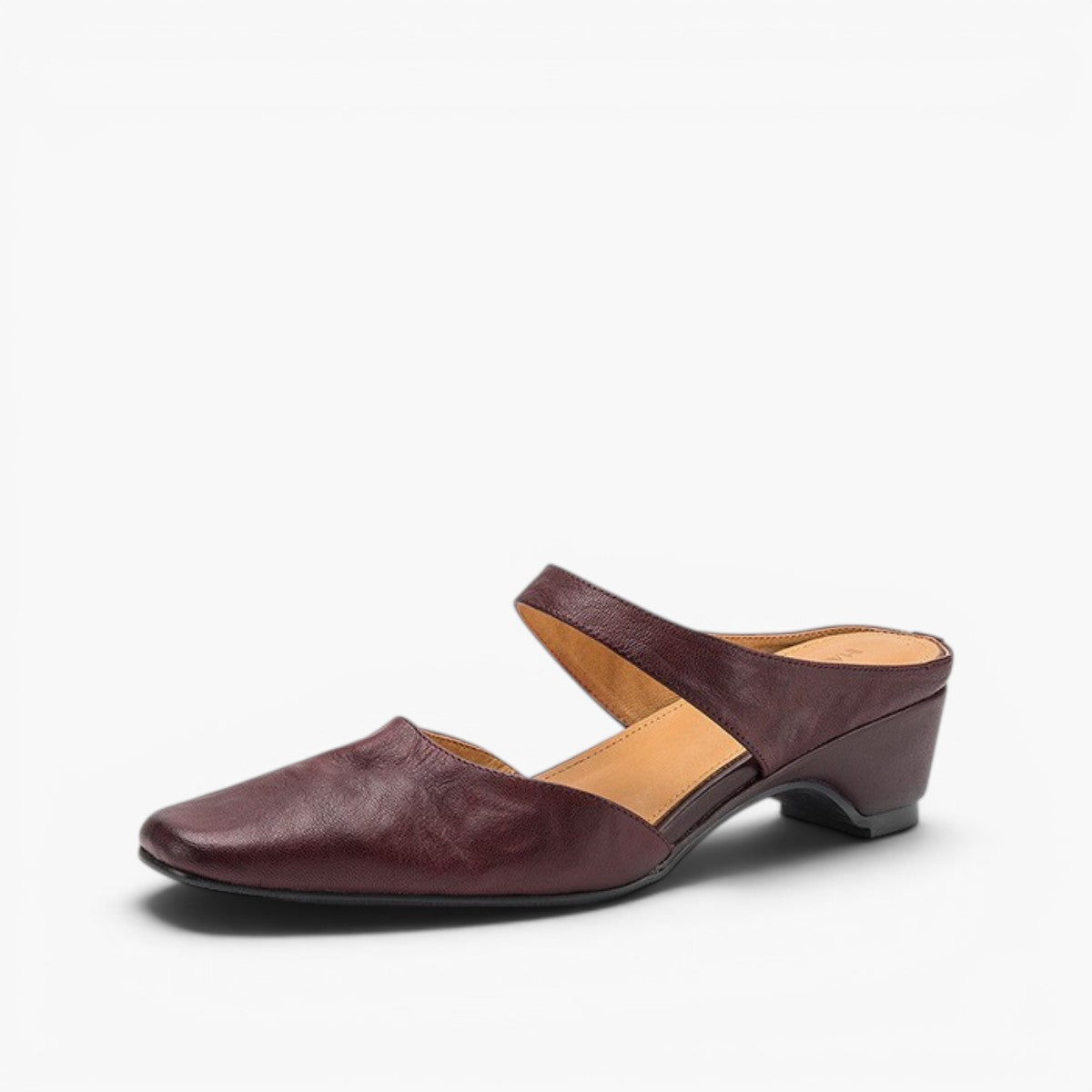 Amelie Square-Toe Leather Mules