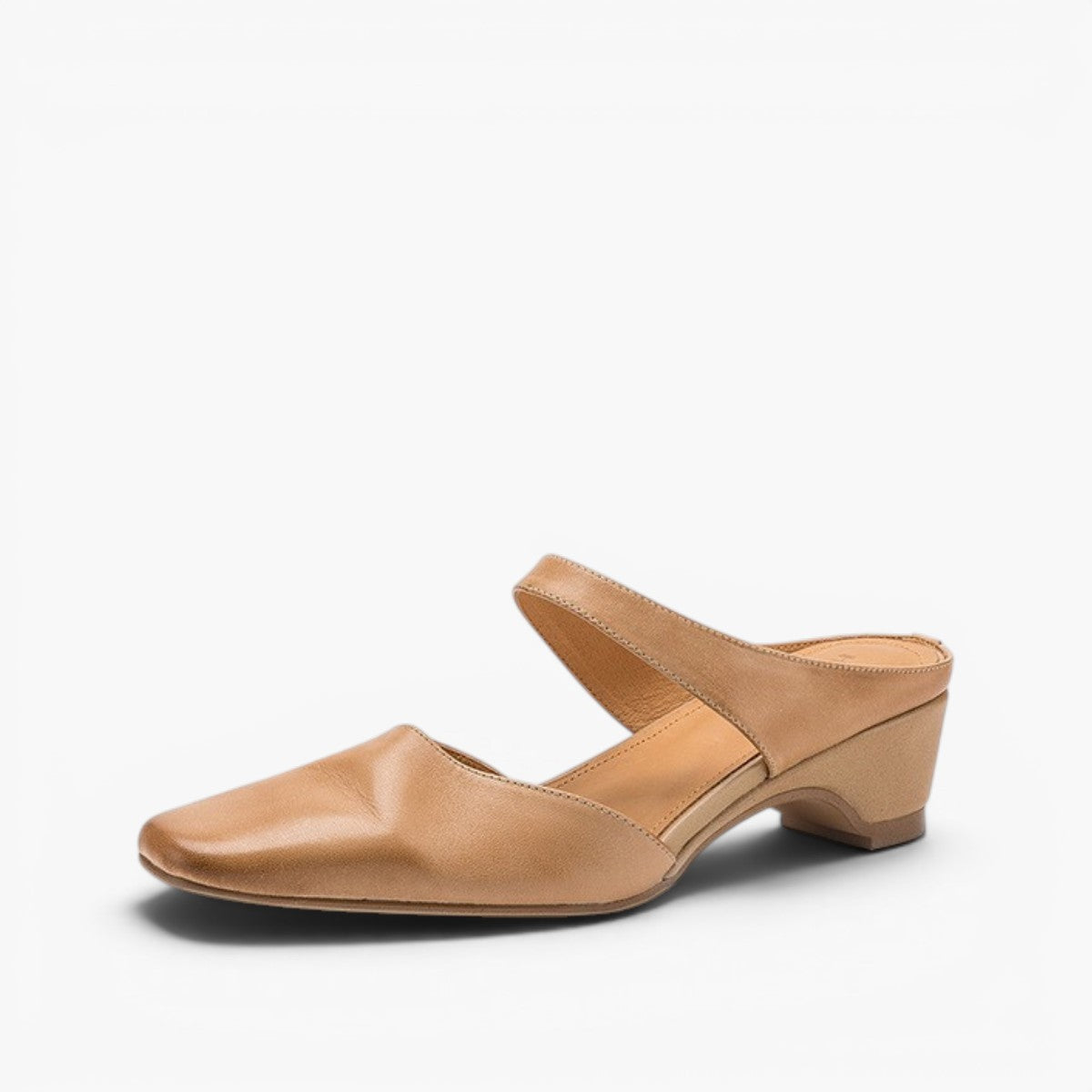 Amelie Square-Toe Leather Mules