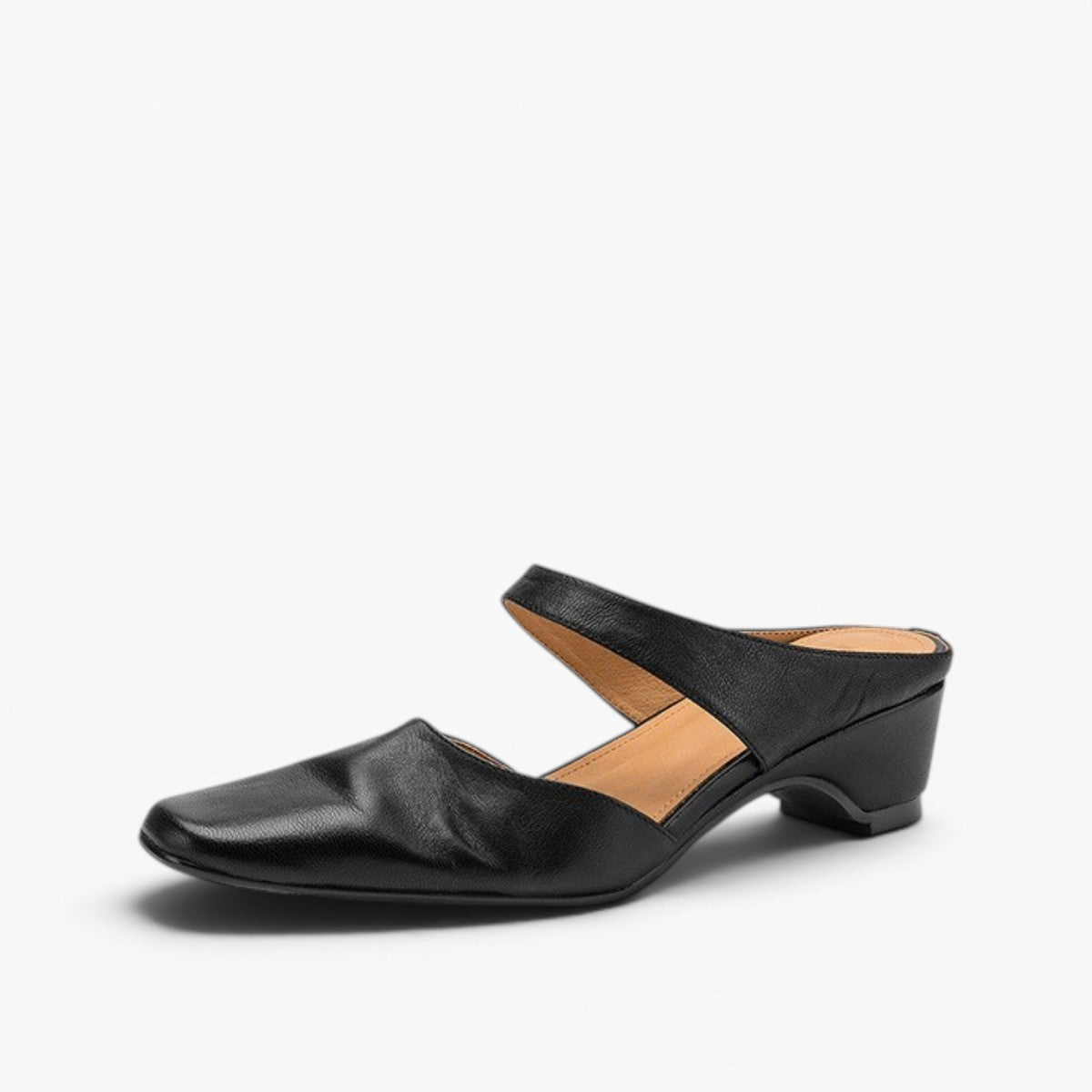 Amelie Square-Toe Leather Mules