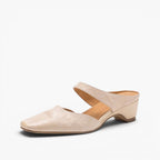Amelie Square-Toe Leather Mules