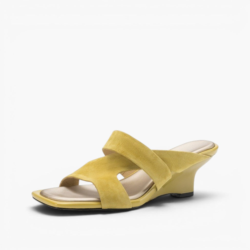 Erin Square-Toe Leather Sandal Heels
