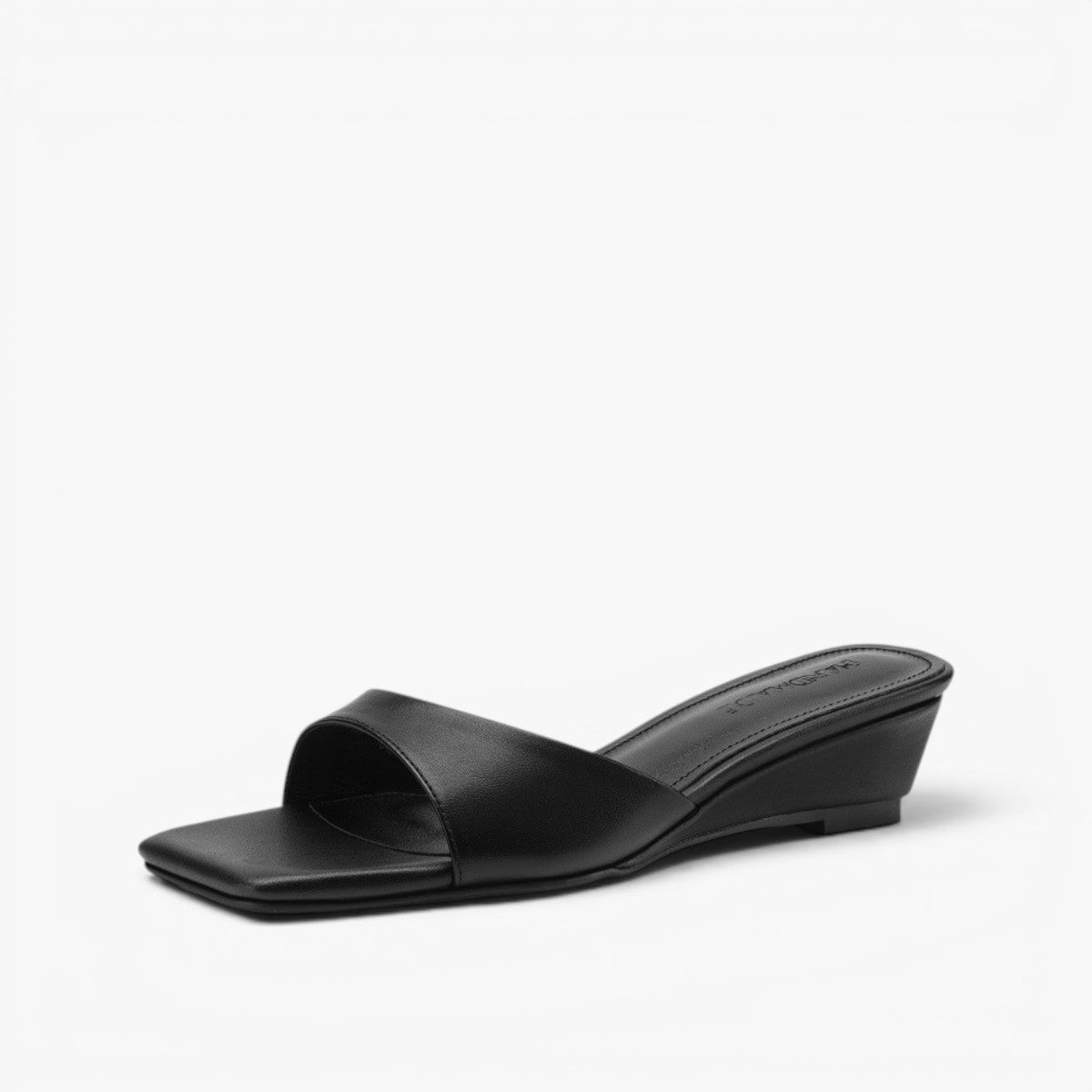 Mara Square-Toe Leather Wedge Mules