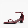 Elara Ankle-Strap Leather Sandal Heels