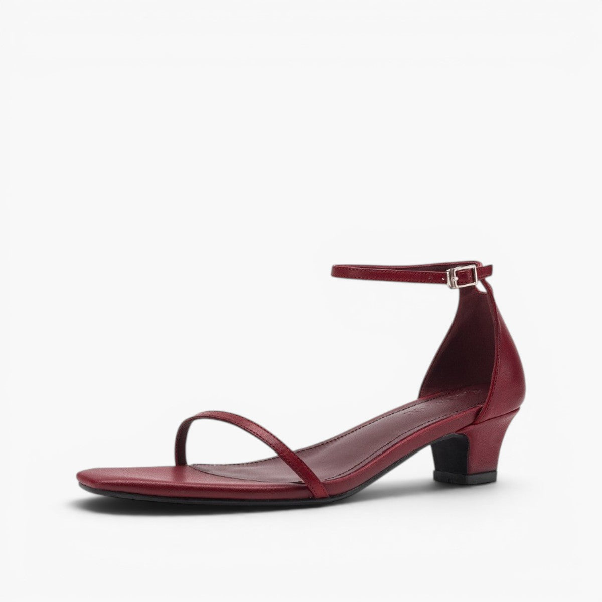 Elara Ankle-Strap Leather Sandal Heels