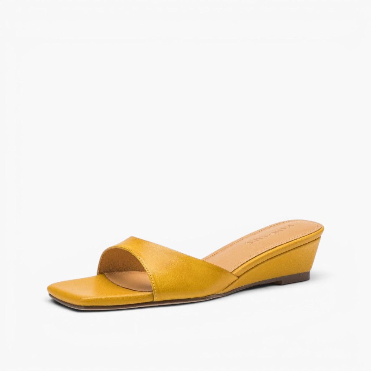 Mara Square-Toe Leather Wedge Mules