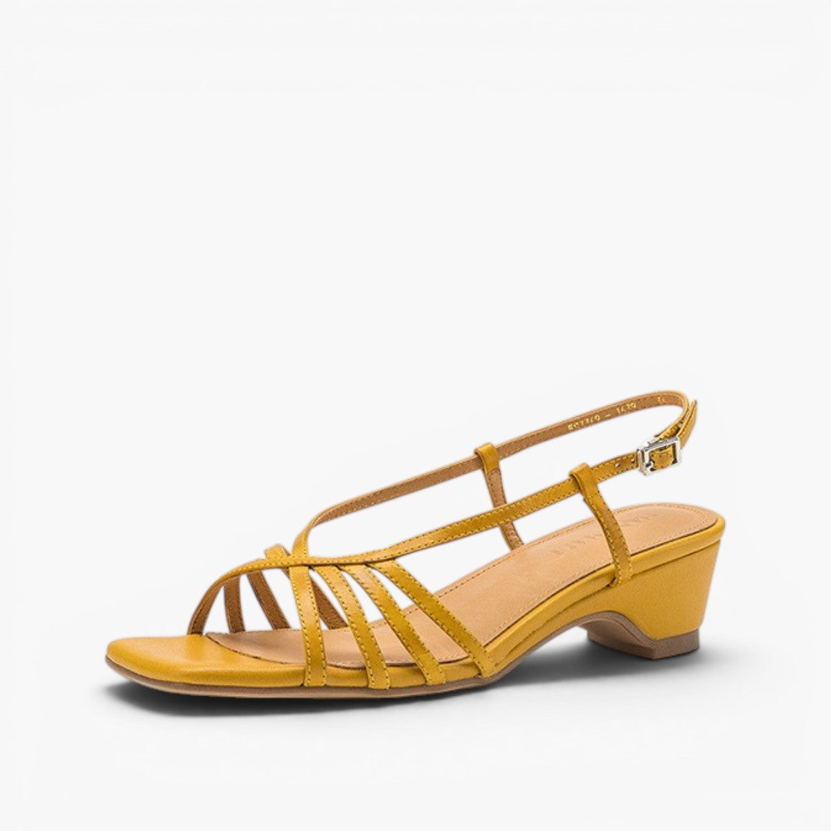 Seren Square-Toe Leather Sandal Heels