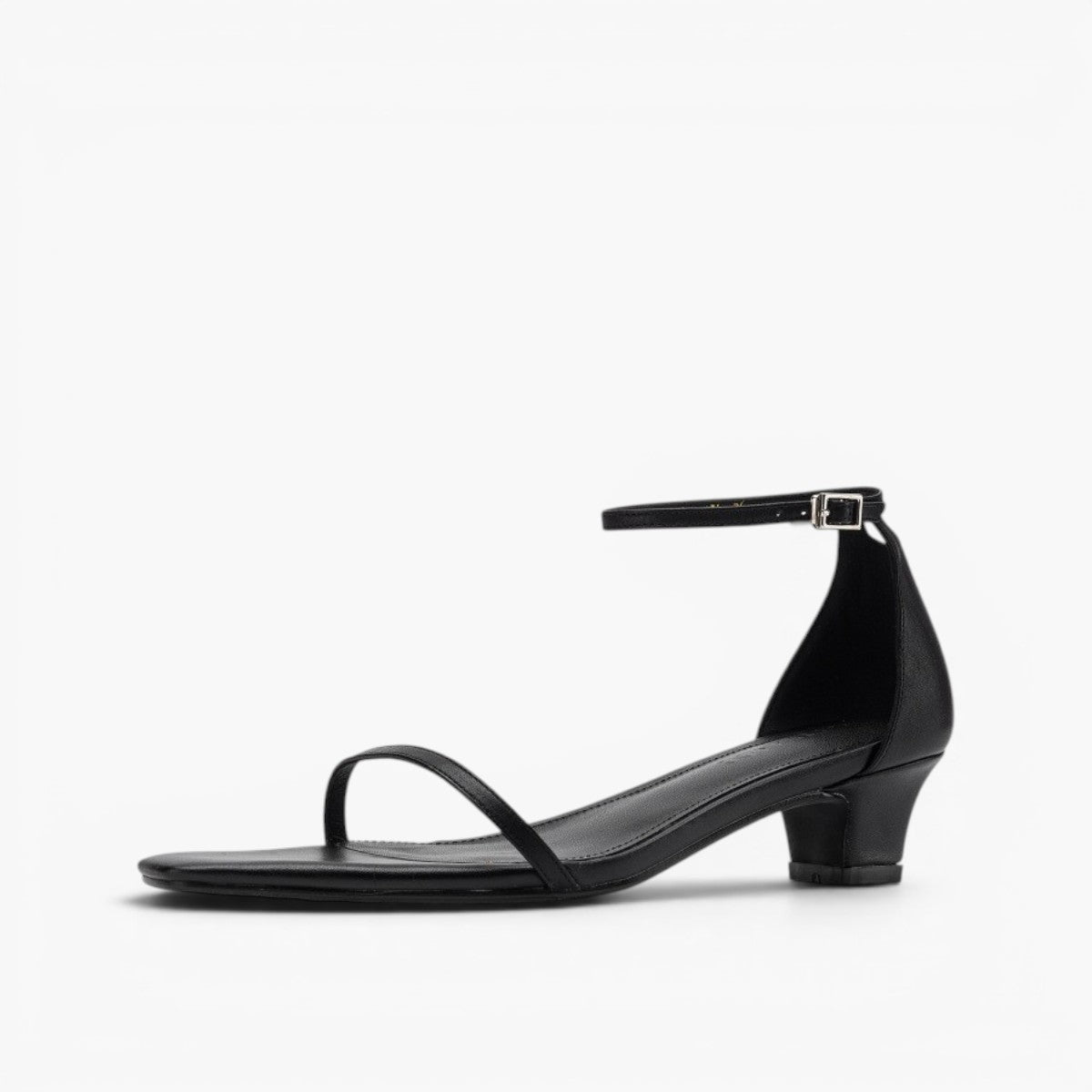 Elara Ankle-Strap Leather Sandal Heels