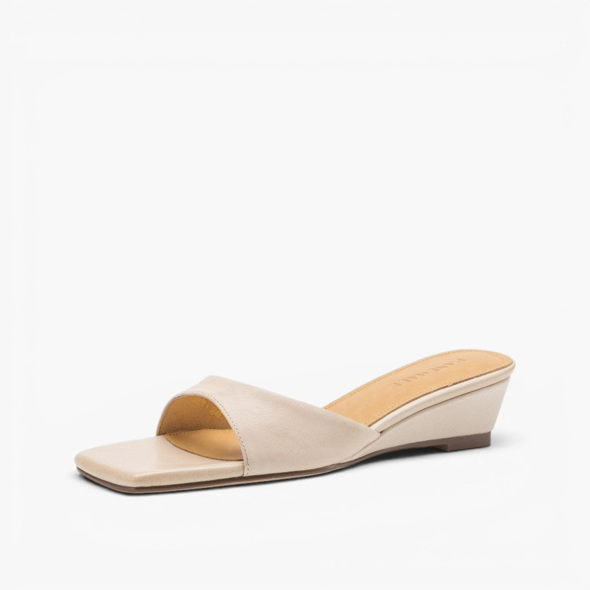 Mara Square-Toe Leather Wedge Mules
