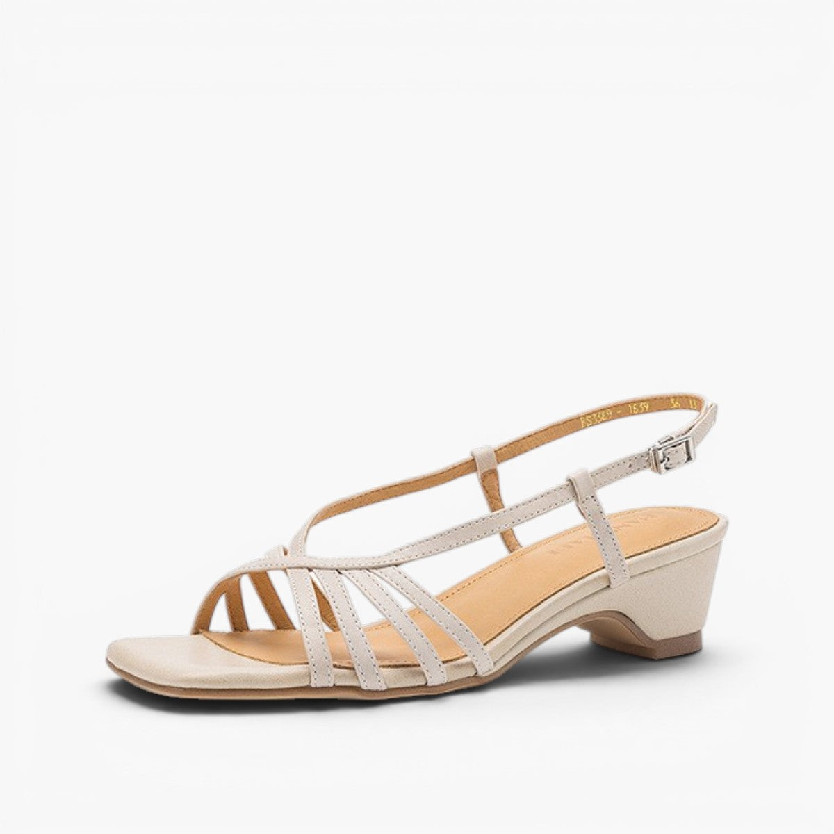 Seren Square-Toe Leather Sandal Heels