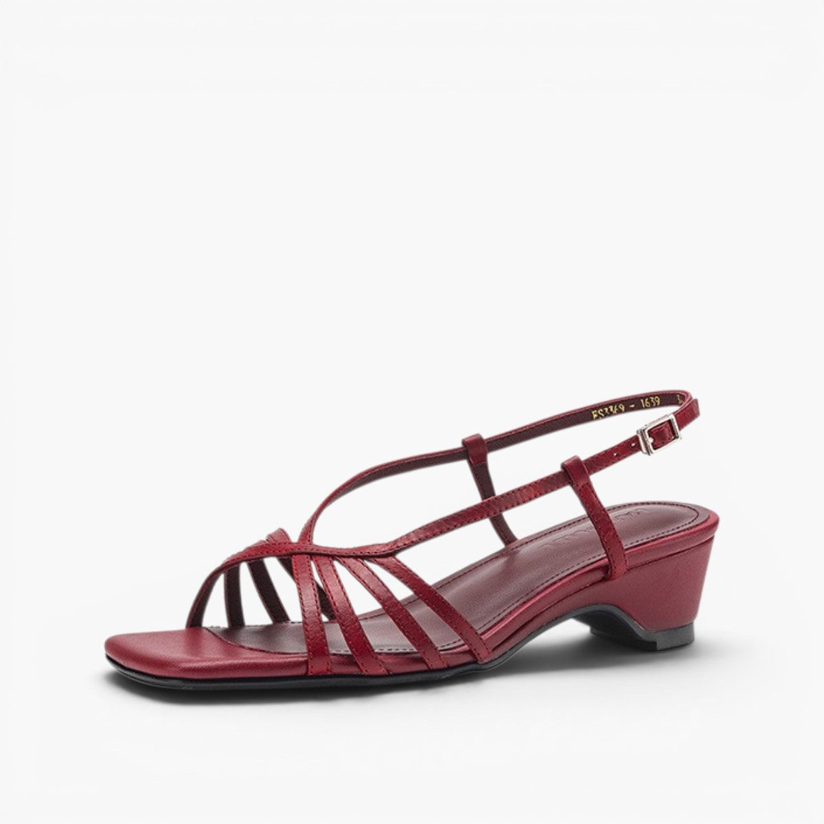 Seren Square-Toe Leather Sandal Heels