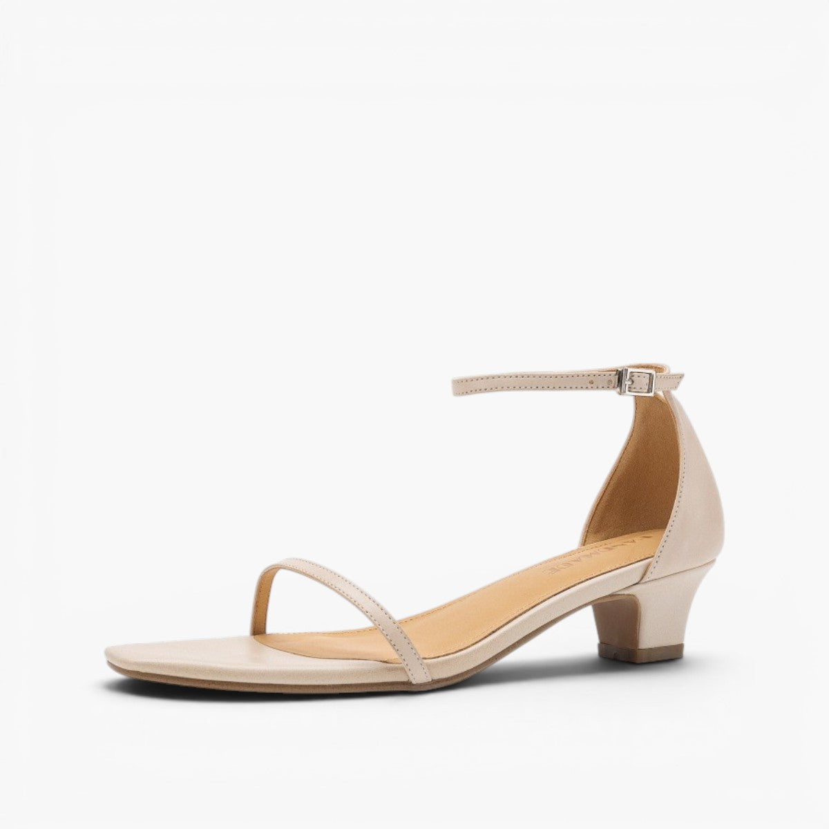 Elara Ankle-Strap Leather Sandal Heels