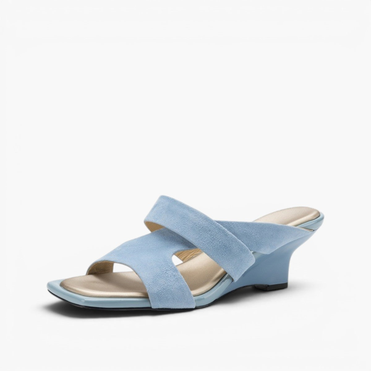 Erin Square-Toe Leather Sandal Heels