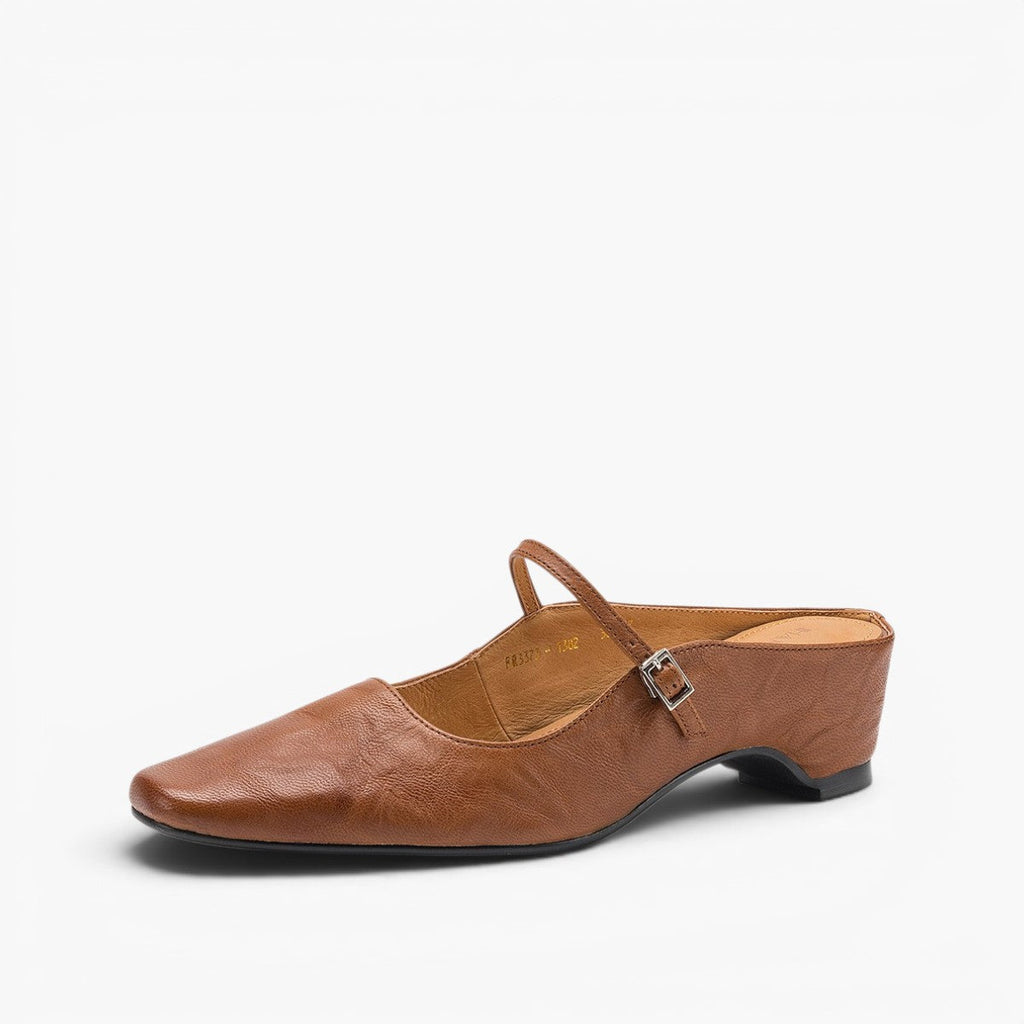 Sera Square-Toe Leather Mules