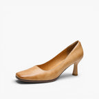 Elviera Square Leather Pumps
