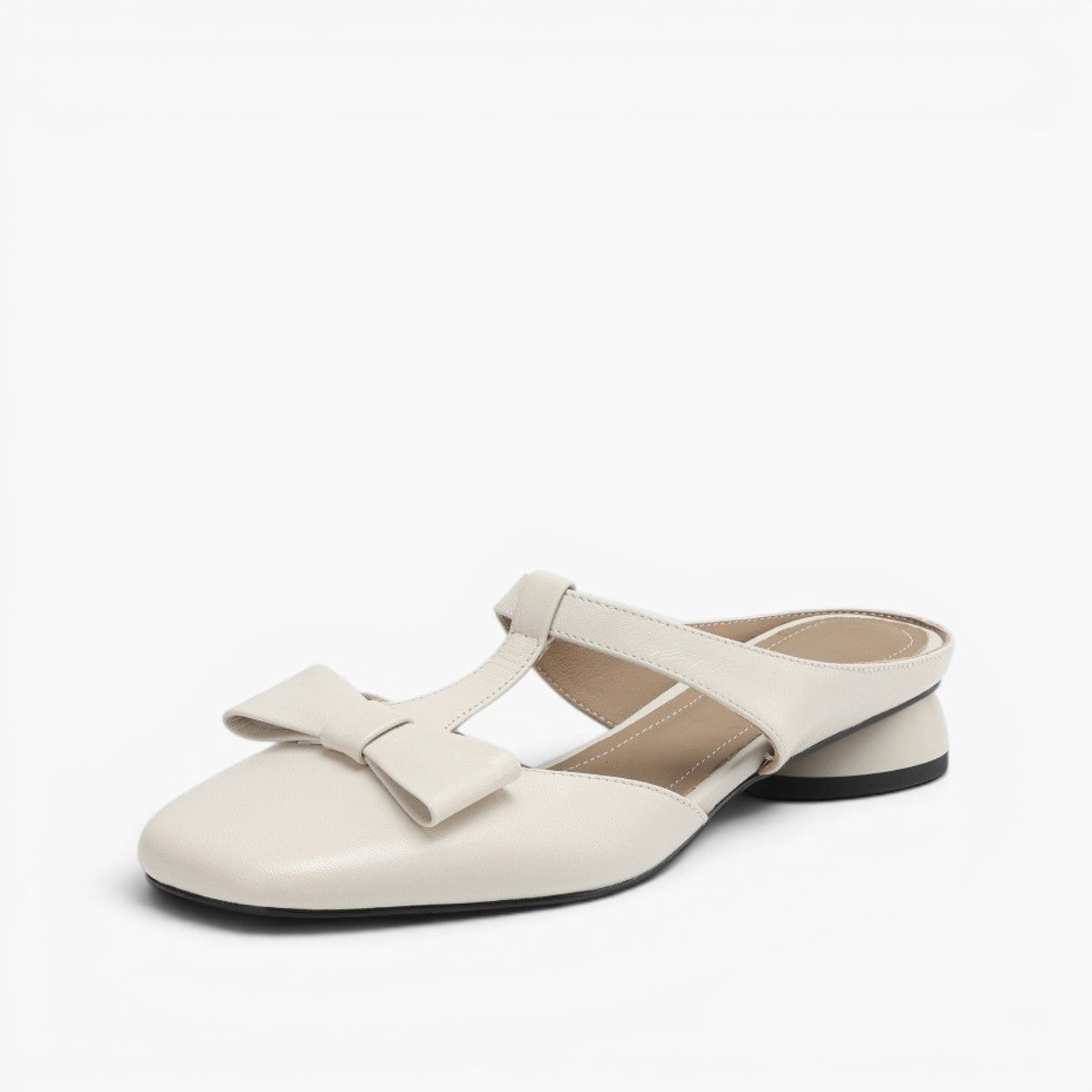 Meyra Bow Lambskin Leather Mules