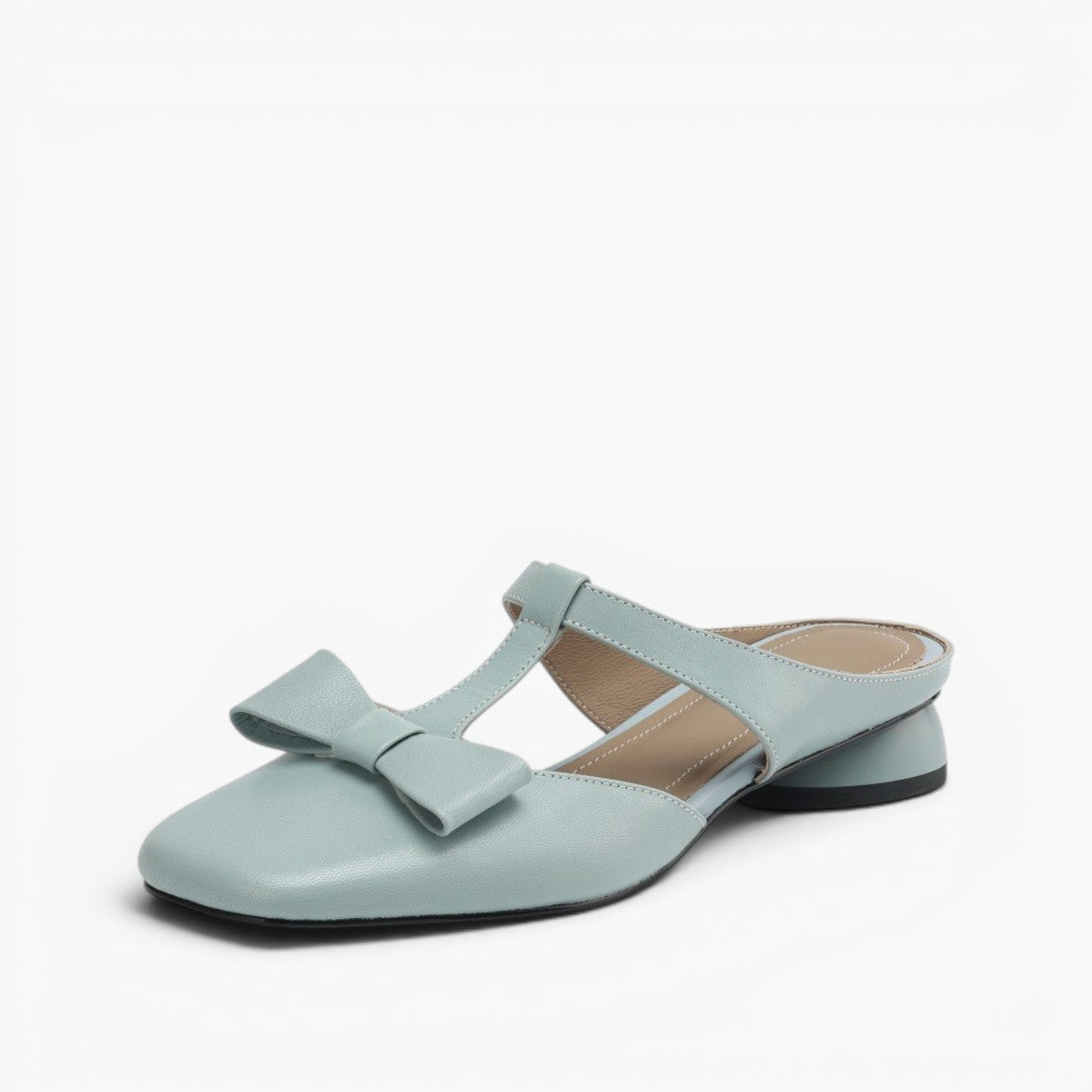 Meyra Bow Lambskin Leather Mules