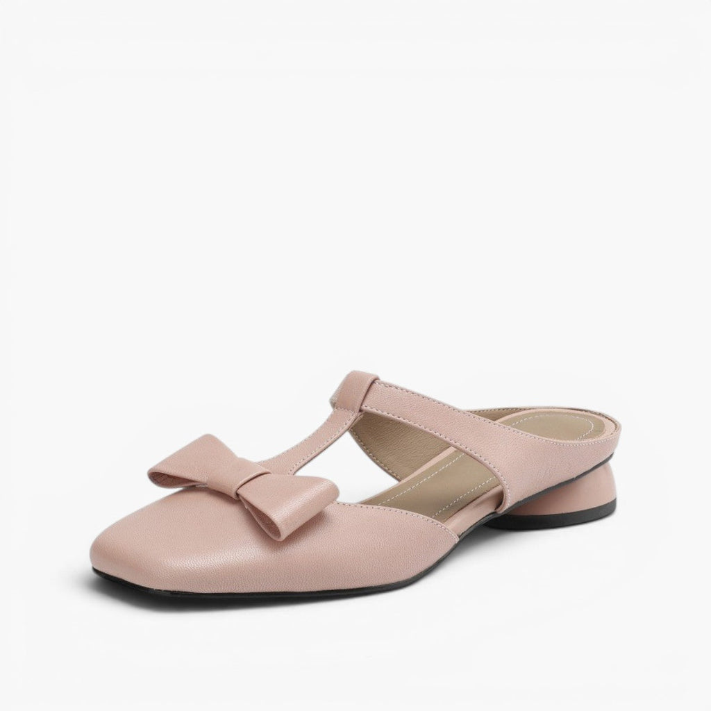 Meyra Bow Lambskin Leather Mules