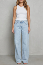 Raw Hem Detail High-waist Wide-leg Jeans