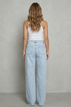 Raw Hem Detail High-waist Wide-leg Jeans