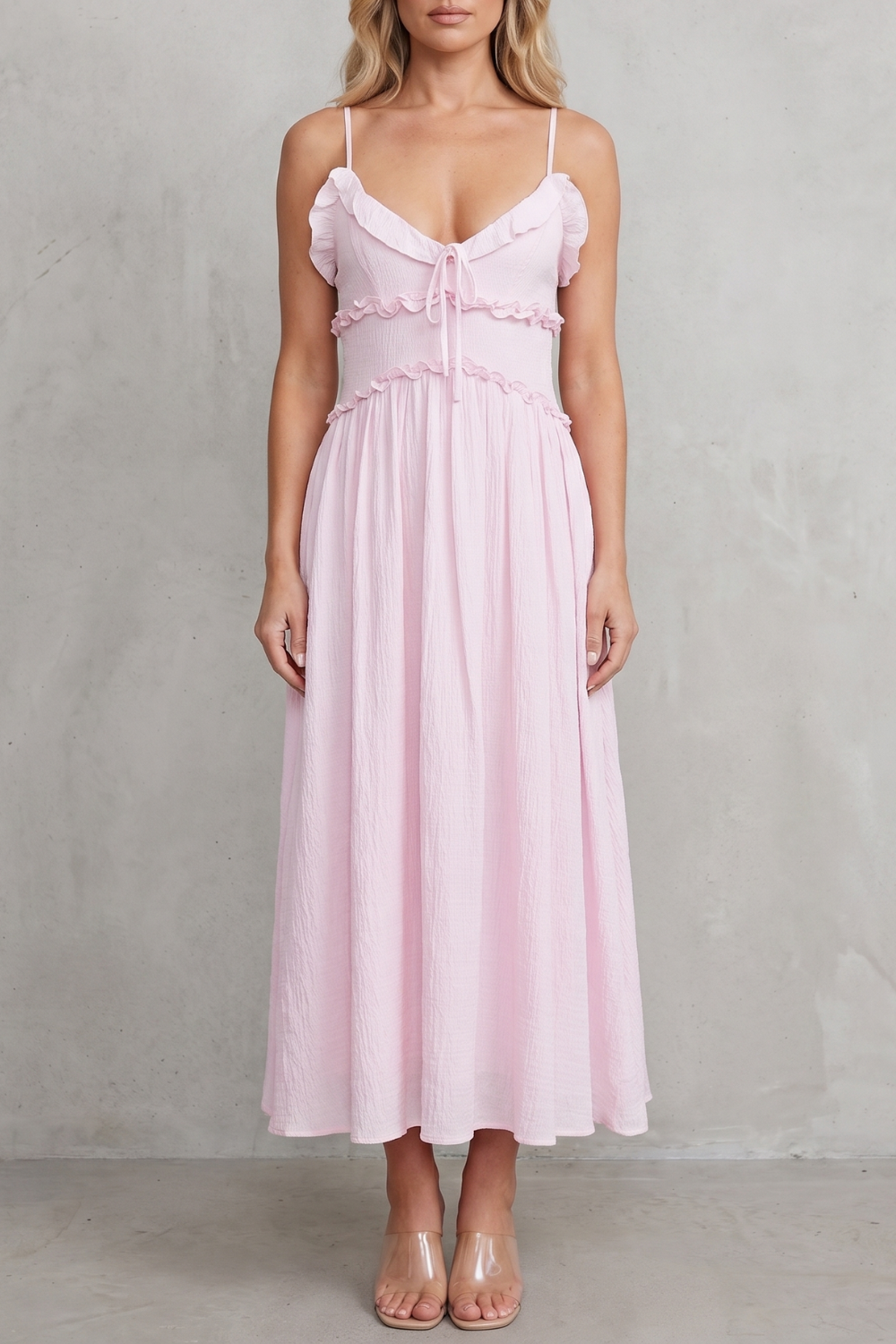 Ruffled Sweetheart Romance Midi Dress