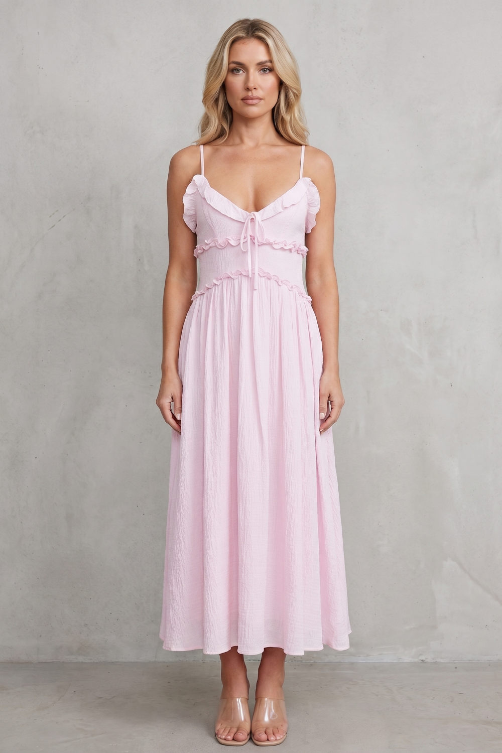 Ruffled Sweetheart Romance Midi Dress