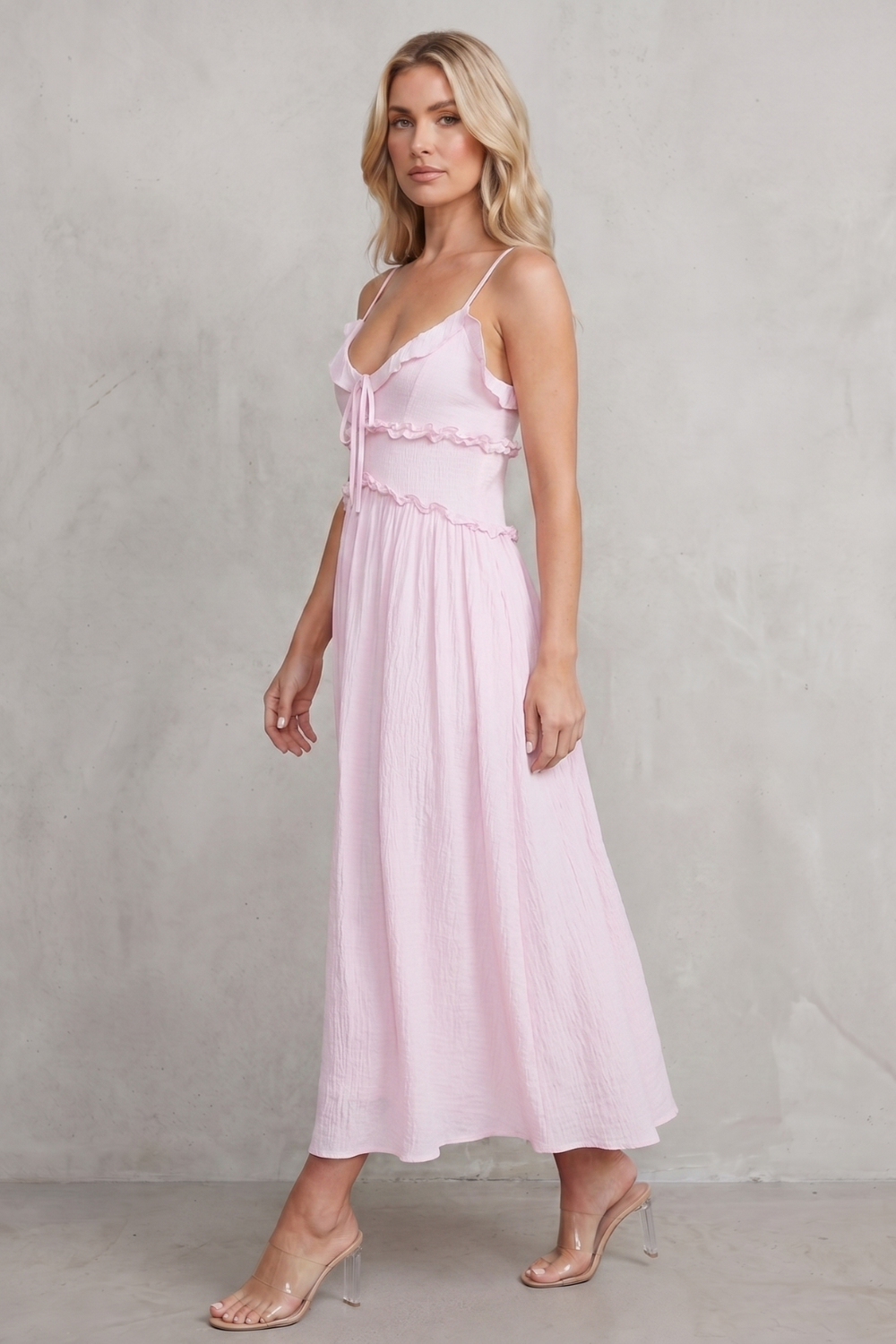 Ruffled Sweetheart Romance Midi Dress