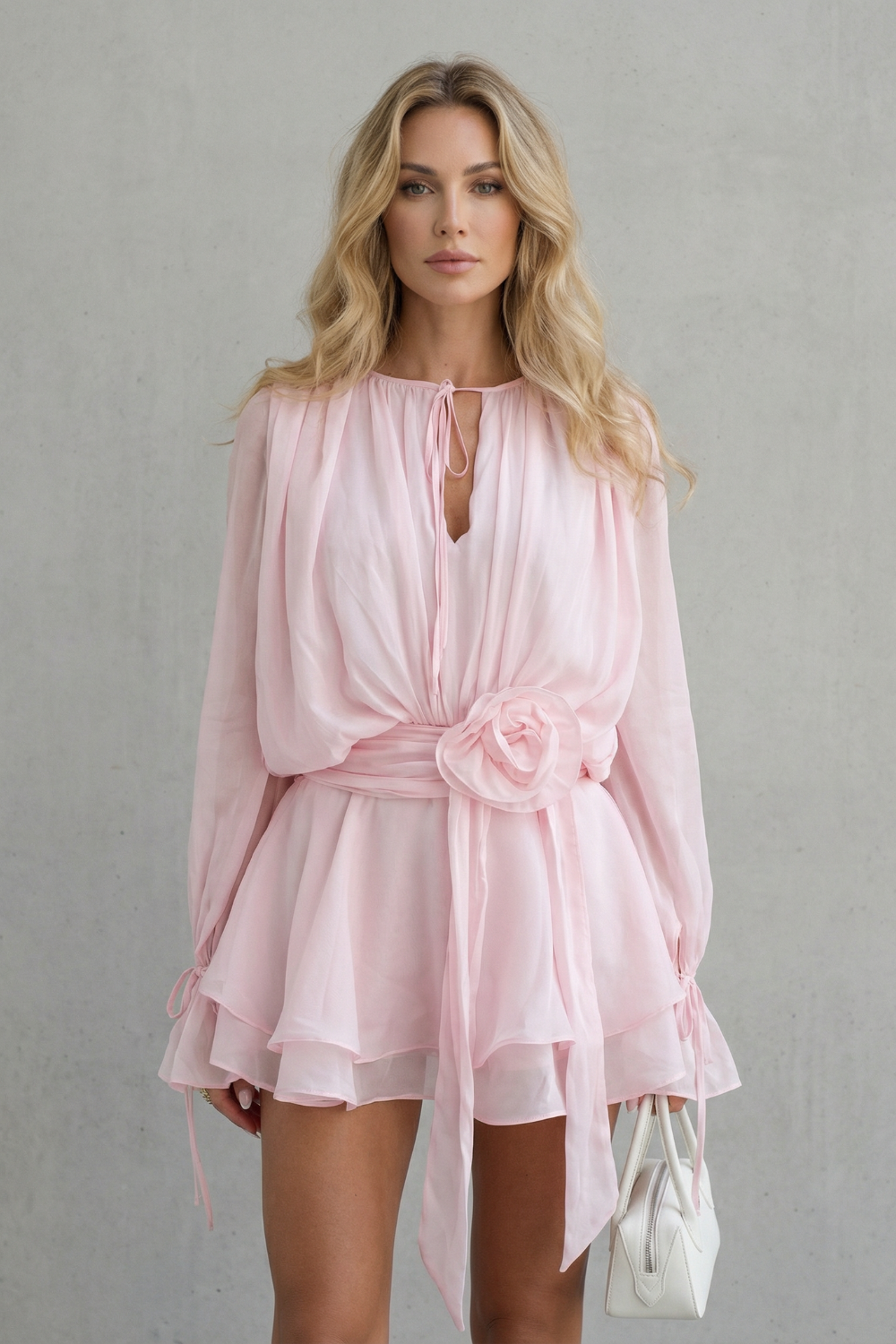 Rose Detail Elegance Mini Dress