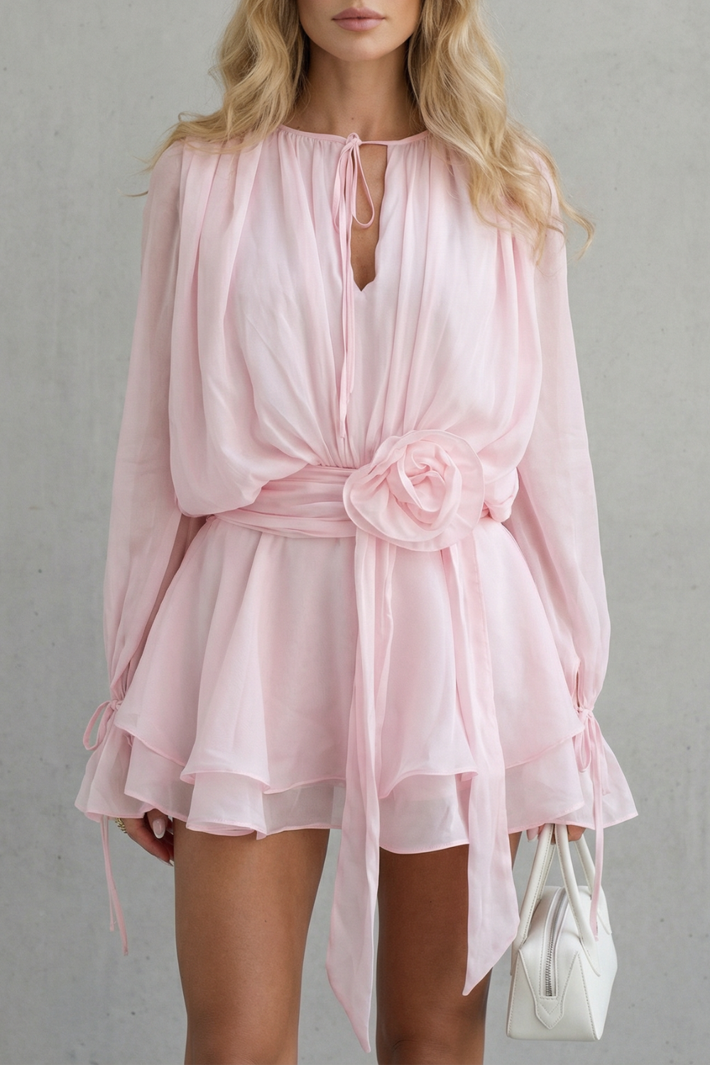 Rose Detail Elegance Mini Dress