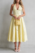 Halter Floral Elegance Midi Dress