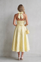 Halter Floral Elegance Midi Dress
