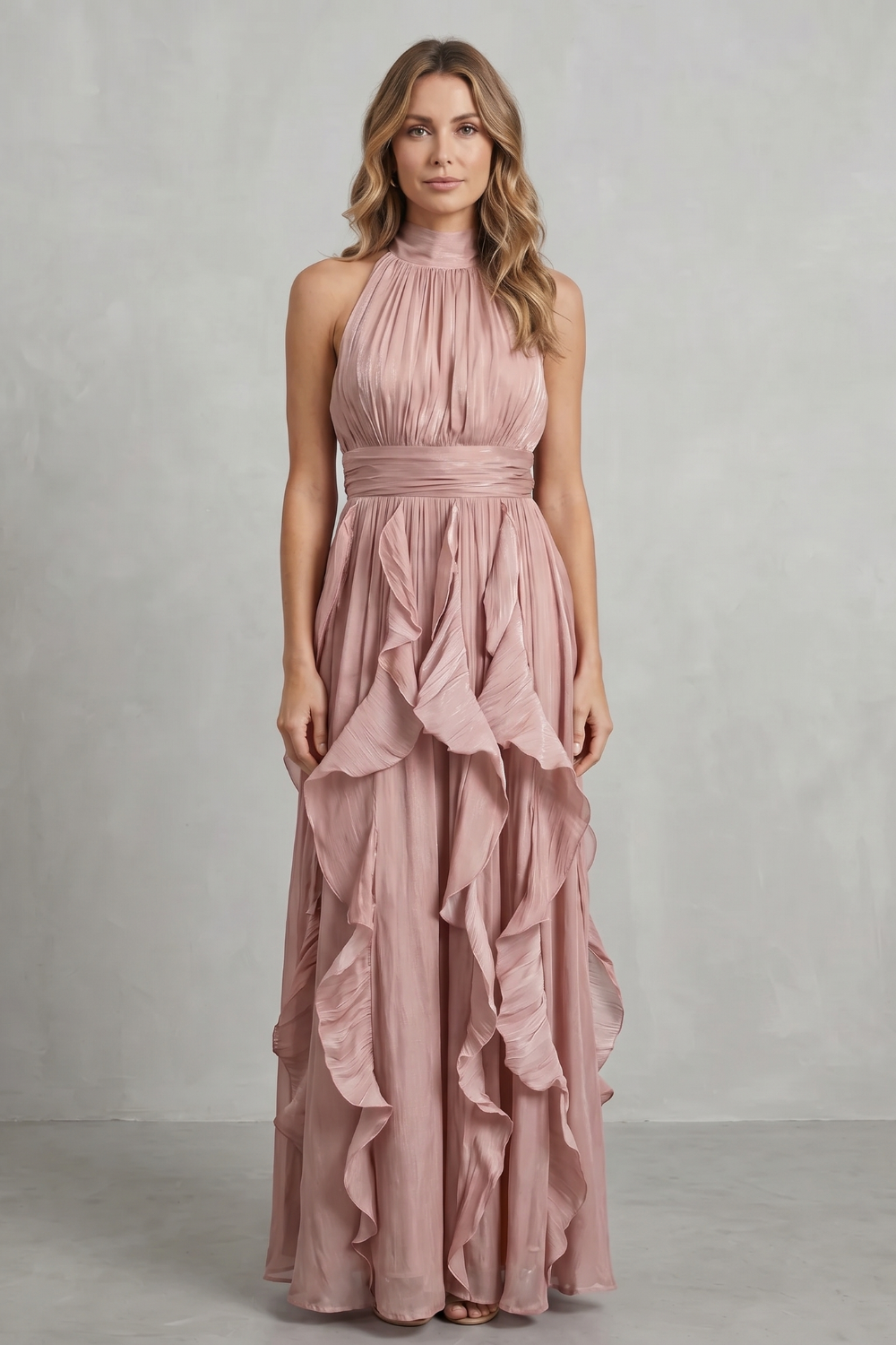 Ruffled Chiffon Elegance Maxi Dress