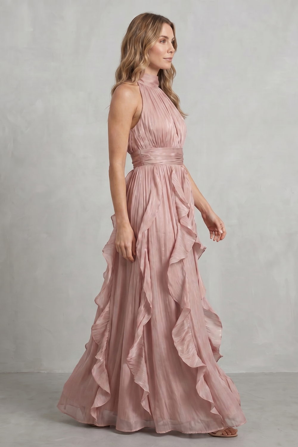 Ruffled Chiffon Elegance Maxi Dress