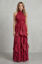 Ruffled Chiffon Elegance Maxi Dress