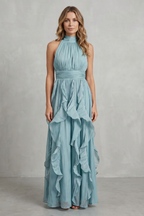 Ruffled Chiffon Elegance Maxi Dress