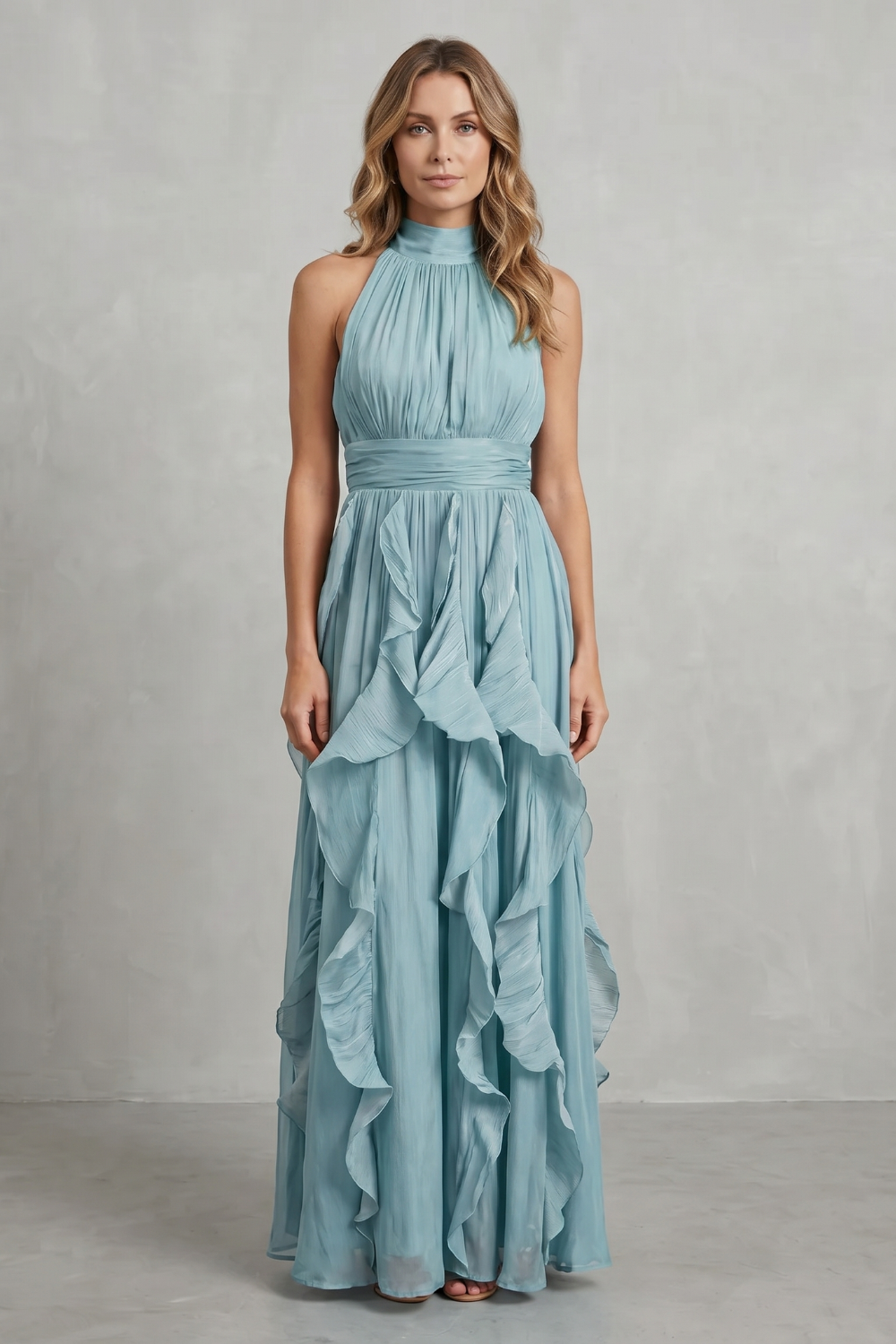 Ruffled Chiffon Elegance Maxi Dress