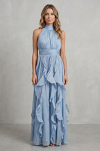 Ruffled Chiffon Elegance Maxi Dress