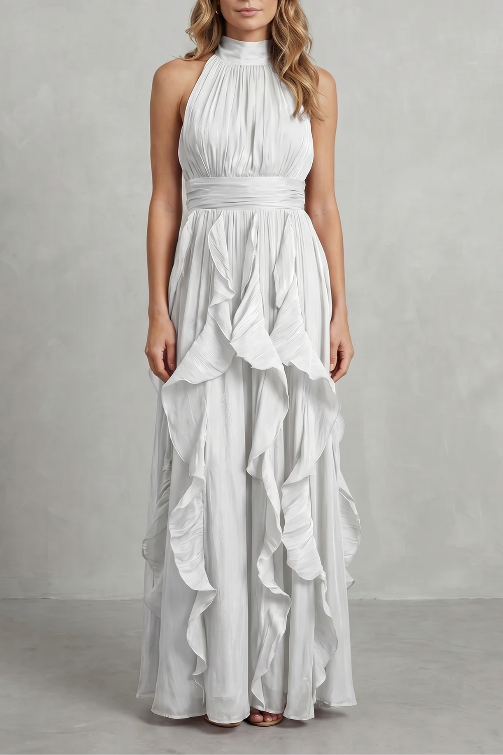 Ruffled Chiffon Elegance Maxi Dress