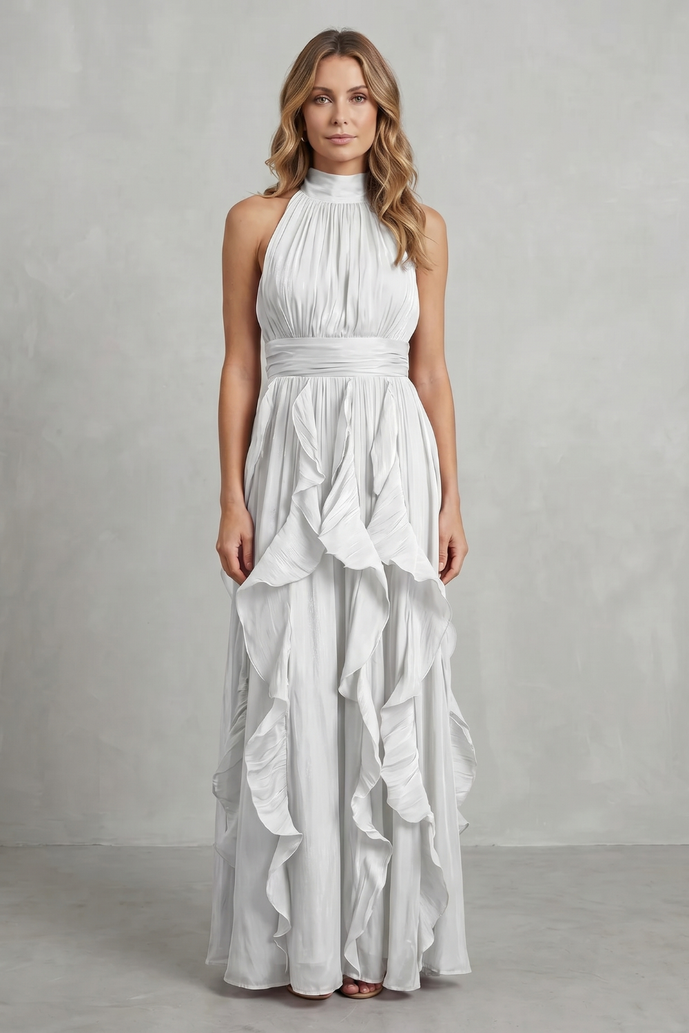Ruffled Chiffon Elegance Maxi Dress