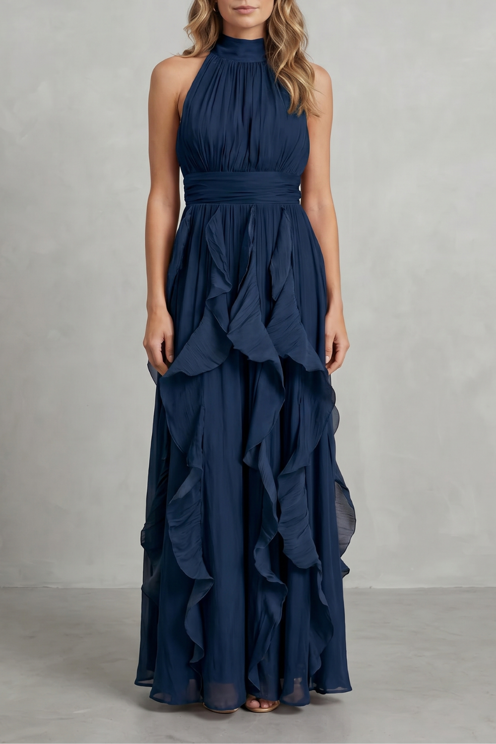 Ruffled Chiffon Elegance Maxi Dress
