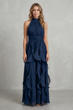 Ruffled Chiffon Elegance Maxi Dress