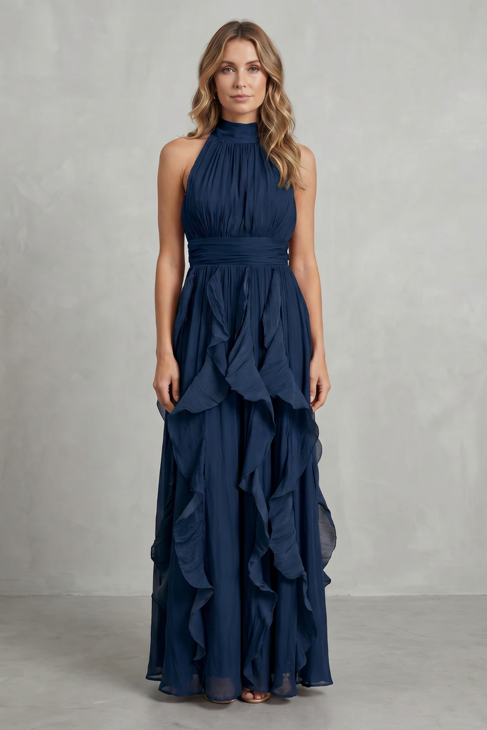 Ruffled Chiffon Elegance Maxi Dress