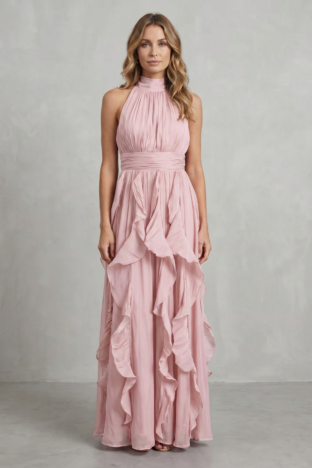 Ruffled Chiffon Elegance Maxi Dress