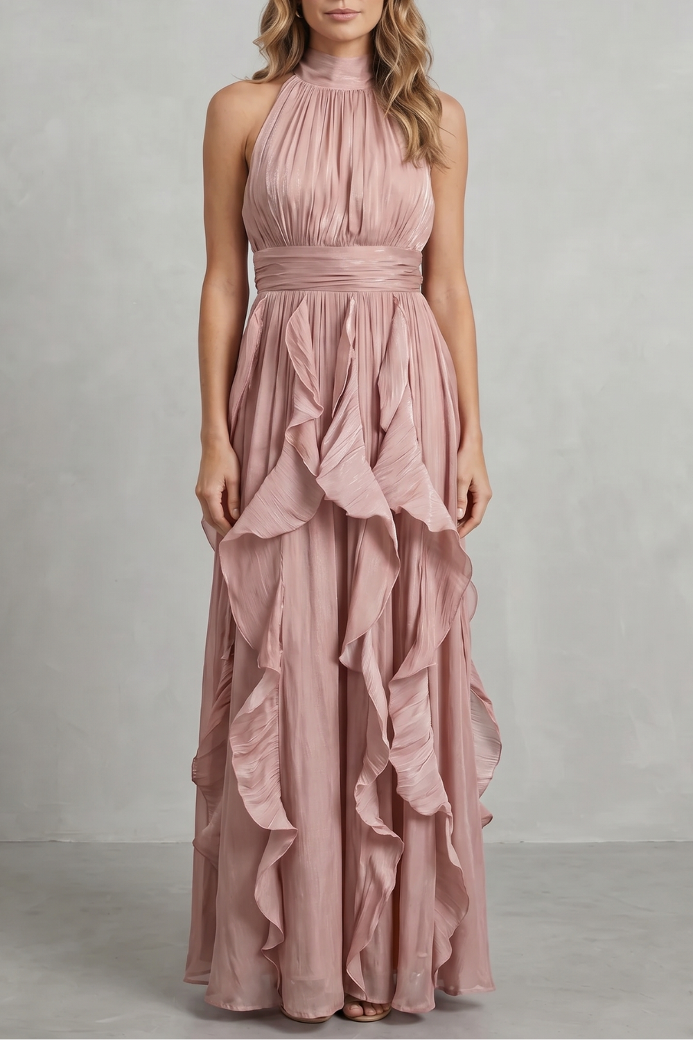 Ruffled Chiffon Elegance Maxi Dress