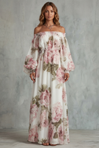 Romantic Floral Off-shoulder Maxi Dress