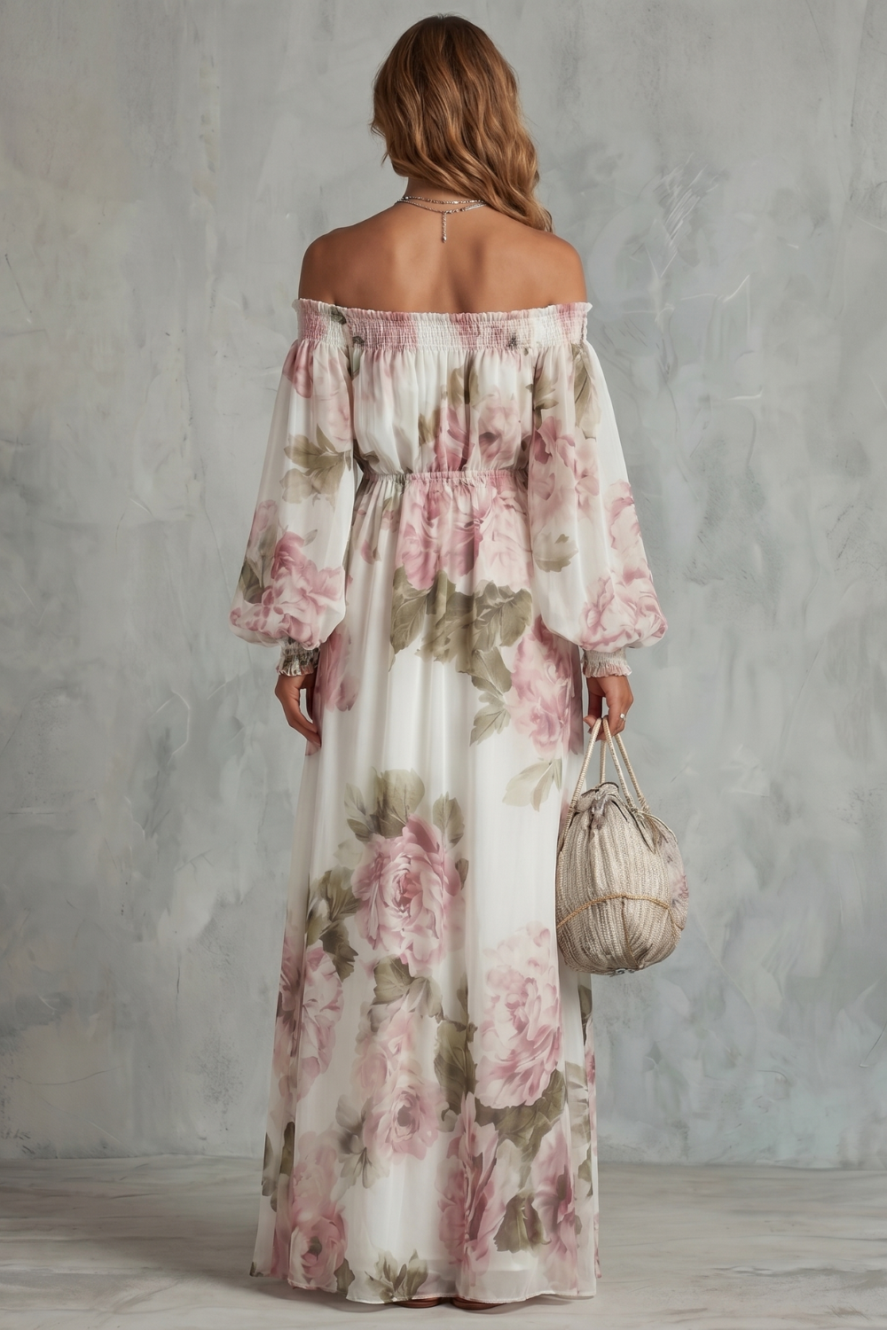 Romantic Floral Off-shoulder Maxi Dress