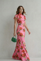 Romantic Rose Print Maxi Dress