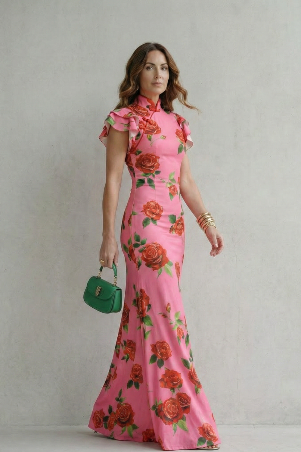 Romantic Rose Print Maxi Dress