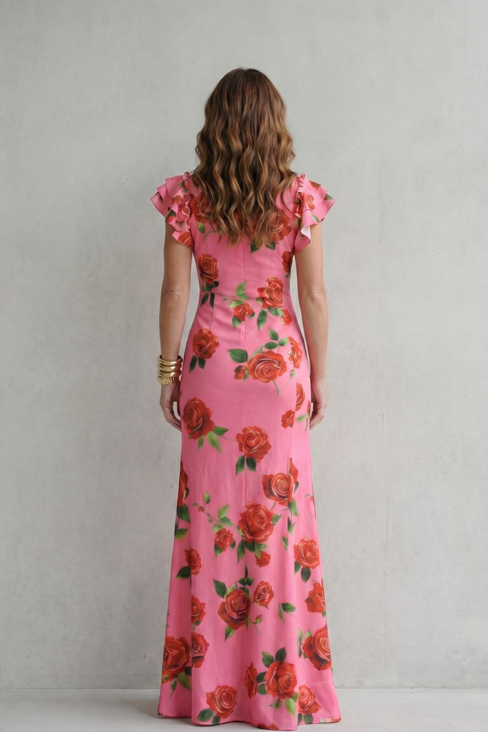 Romantic Rose Print Maxi Dress
