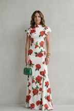 Romantic Rose Print Maxi Dress